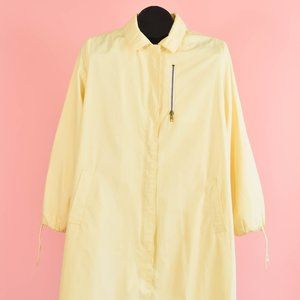 80s Pastel Yellow Trench Coat Size Medium